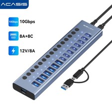 ACASIS Powered USB Hub 16-Port 10Gbps 8 USB-C 8 USB-A 96W Power picture