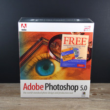 VTG Adobe Photoshop 5.0 RETA1L 1995 Windows PC English New Sealed NOS Genuine picture