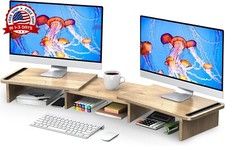 Elevador De Soporte Para Monitor Doble De Escritorio Multifuncional Con Cajón Us picture