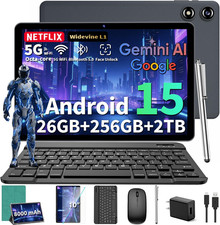 2026 10 Inch Tablet, Gemini AI Android 15 Tablet with Keyboard(Green Case) picture