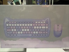 Wireless Keyboard and Mouse Combo - GEEZER purple &  Pink Full-Sized Cat Style picture