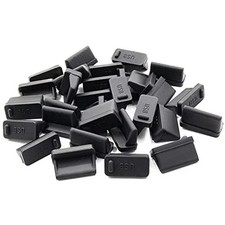 30 Silicone USB Port Covers Dust Protectors for Female End - Black picture