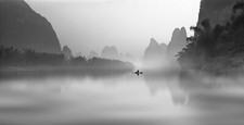 Landscape nature mist river fisherman mountains palm Custom Gaming Mat Desk picture