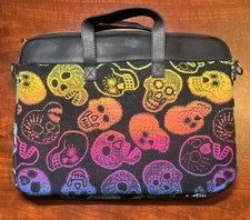 Pendleton Padded Wool Laptop Case Sugar Skulls Pattern Black/Multicolor NWOT picture