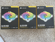 3x Corsair QL120 RGB 120mm White PWM Case Fan Kit 41.8 CFM 1500RPM picture