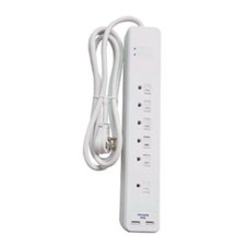 Master Electrician Surge Strip PS-672F-3A 6 Outlet with 6' Power Cord White, NEW picture