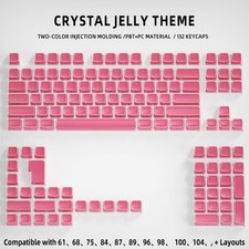 Crystal Jelly Keycap Set PC PBT Translucent Pink Side Print Custom Keycaps picture