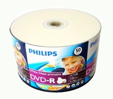 50 PHILIPS Blank 16X DVD-R DVDR White Inkjet Hub Printable 4.7GB Media Disc picture