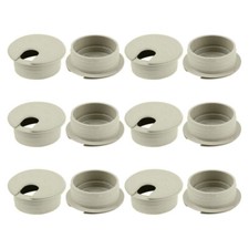 35mm Dia PC Computer Desk Table Plastic Grommet Wire Cable Hole Cover Gray 12pcs picture
