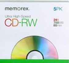 (15 of 5-Pack's) Memorex Ultra High Speed CD-RW NEW Rewritable 24x 700MB 80min  picture