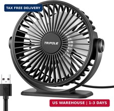 TriPole Desk Fan USB Powered Small Portable Fan, 3 Speeds Mini, Black picture