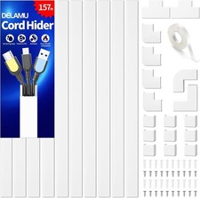Flame Retardant White Cord Hider, 157in Cable Covers for Wall Display, Safe Home picture