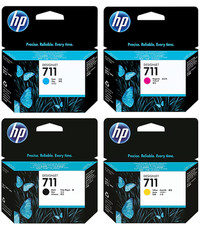 Genuine HP 711 Ink Cartridge Set; 80-ML Black, 29-ML Cyan, Magenta, Yellow picture