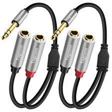 Togconn 2-Pack 1/4 inch TRS 2 Pack, 6.35mm Male to Dual Female picture