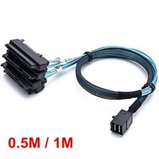 Power Port Hard Drive 0.5M 1M Mini SAS HDD SFF-8643 to 4 SFF-8482 Connector US picture