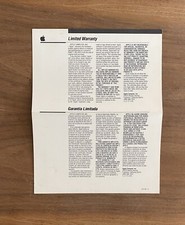 VINTAGE APPLE LIMITED WARRANTY DOCUMENTATION picture