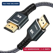 Ultra High Speed 8K HDMI Cable 6.6 ft (2M) 2.1 48Gbps Braided Cord - Supports 8K picture