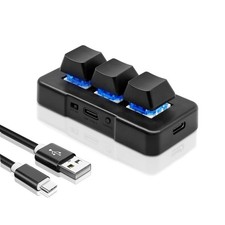 3 Key Mini Mechanical Gaming Keypad USB Type C Wired Custom Hot Keys RGB New USA picture