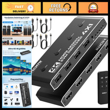 4-Port HDMI KVM Switch for 4 Computers, 1 Monitor, 4K@60Hz, USB Selector, Remote picture