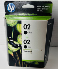 HP 02 Genuine Original Black Inkjet Ink Cartridge Twin Pack C9500FN picture