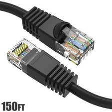 150FT Cat6 RJ45 Network LAN Ethernet Patch Cable UTP Copper Wire 24AWG Black picture