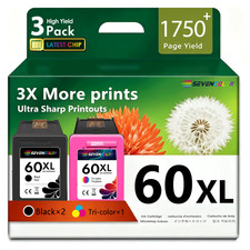 60XL Ink Cartridges 3-Pack Combo (2 Black & Tri-Color) | High Yield & Vivid Pack picture