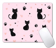 Cute Pink Black Cats Pads for Desk, Portable Computer Small pad for Wireless ... picture