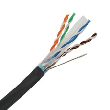 CAT6A Shielded Outdoor Direct Burial UV Cable 10G SOLID COPPER Wire Black 125FT picture