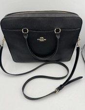 Coach Laptop Bag in Crossgrain Leather Black Crossbody F39022  MSRP $450 picture
