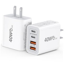 [2-Pack] 40W USB C Charger Cube Fast Charging Block Multiport 40W 2Pack White picture