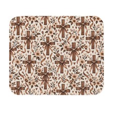Floral Ribbon Pattern Mouse Pad — Rustic Brown Gift Bow Desk Mat picture