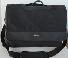 Fossil Black Leather and Canvas Laptop Messenger Bag Carry By Crossbody/Handle picture
