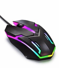 Gaming Mouse USB LED Light Up Mouse 1600 DPI Optical Black PC Laptop picture