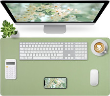 Light Green Leather Desk Mat with Stitched Edges Large Mouse Pad Non Slip picture