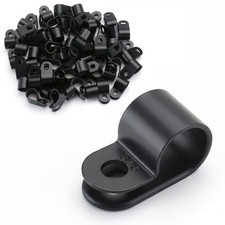 100 PCS RType Cable Clamp 3/8 Inch UC2 Black Nylon Wire Management Clip picture
