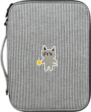 Stripe Kitty 11 Inch Tablet Pouch with Handle | Vintage-Inspired Fabric Cute Lap picture