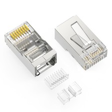 10 Pack of RJ45 CAT6A Shielded Plug Stranded 50 Micron 3pc type 100pk picture