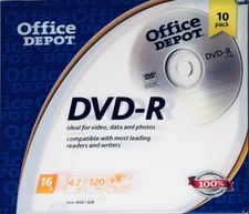DVD-R 10 Pack Office Depot Brand 120min 4.7GB 16X Video Discs NEW Sealed picture