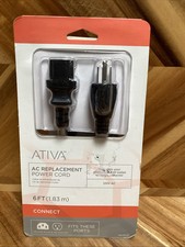 Ativa Universal AC Replacement Power Cord, 6ft length Item # 563-227 NEW picture