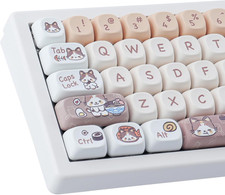 PBT Keycaps 143 Keys Cute Keycaps Dye-Sublimation Kitty-Cat Keycaps Set MOA Prof picture