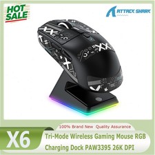 ATTACK SHARK X6 Tri-Mode Wireless Gaming Mouse RGB Charging Dock PAW3395 26K DPI picture