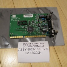 1992 3Com ETHERLINK III 3C509-COMBO ISA ETHERNET RJ45 COAX DA15 8882-10 REV E picture