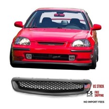 , Grille Compatible With 1996-1998 Civic Pre-Facelift Models, ABS Black Front picture