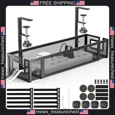 Under Desk Cable Management Tray 15.75 inch Carbon Steel No Drill Organizer picture