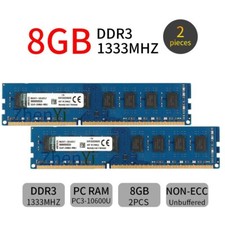 Kingston 16GB Kit 2x 8GB DDR3 1333Mhz PC3-10600U KVR1333D3N9/8G Desktop Memory picture