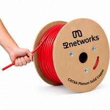 52Networks Cat6A Plenum Solid Copper 23AWG UTP 1000ft, Wooden Spool in 7 Colors picture