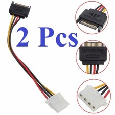 2 x Male Female 4-pin Power Drive Adapter adaptor Cable to Molex IDE SATA 15-pin picture