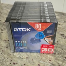 TDK Music CD-R 80 MIN 700MB 32X Compatible Slim Case 30 Pack Sealed New picture