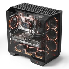 Full-Tower ATX Gaming PC Case, Vertical GPU Mounting, Back Plug-in Motherboard, picture