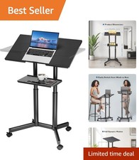 Elegant Mobile Standing Laptop Desk - Height Adjustable with 4 Rolling Casters picture